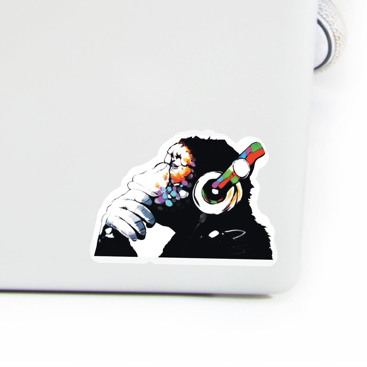 Laptop Vinyl Decal - Music Monkey In Headphones Art Sticker