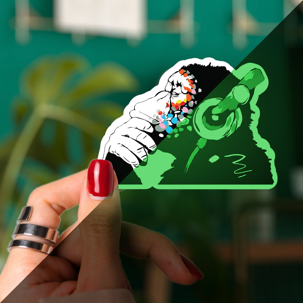 Glow in the Dark Monkey Laptop Vinyl Sticker - Glowing Music Decal For Macbook