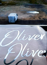 Personalized Vinyl Name Sticker - Personalised Silver Chrome Label Tags