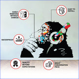 Banksy Stickers Monkey Headphones - Banksy Graffiti Wall Decal
