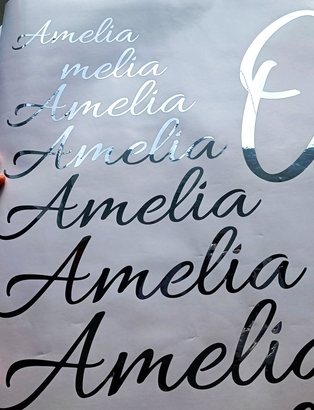 Personalized Vinyl Name Sticker - Personalised Silver Chrome Label Tags