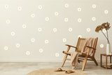 24x Daisy Flowers Wall Stickers - White Floral Room Decor Decals