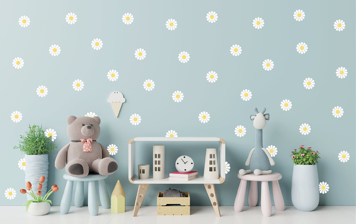 Premium Peel and Stick Daisy Flower Wall Decals - Perfect for Kids Room, Nursery, and Bedroom