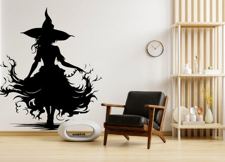 Stylized figure and flame silhouette vinyl wall decal shown as a complete design.