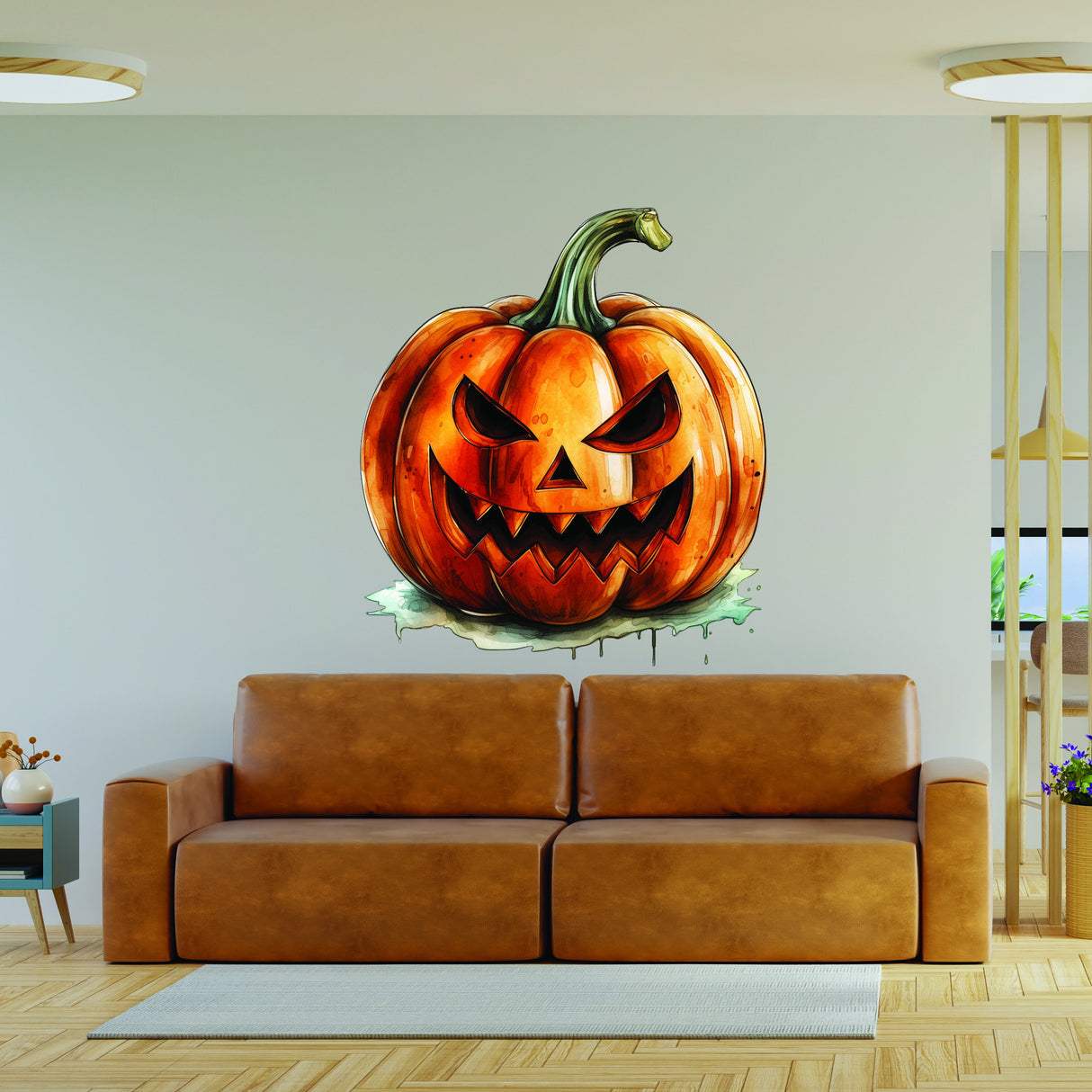 Laughing Pumpkin Decal - Halloween Scary Evil Face Vinyl Wall Sticker