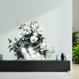 "Elegant Floral-Haired Woman Wall Decal"
