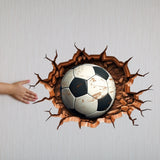 3D Football Wall Decal - Boys Room Breakthrough Sticker - Sporty Soccer Art