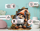 3D Gnome Wall Hole Sticker - Whimsical Troll Hole Decal - Enchanting Home Decor