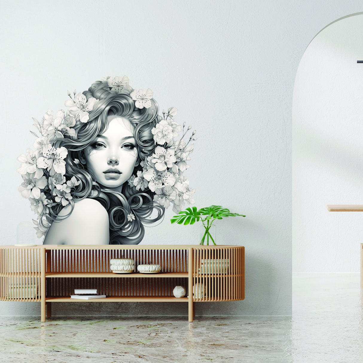"Apartment-friendly Woman Wall Mural"