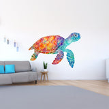 Vibrant Rainbow Sea Turtle Wall Decal - Ocean Life Removable Tortoises Sticker