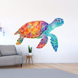 Vibrant Rainbow Sea Turtle Wall Decal - Ocean Life Removable Tortoises Sticker