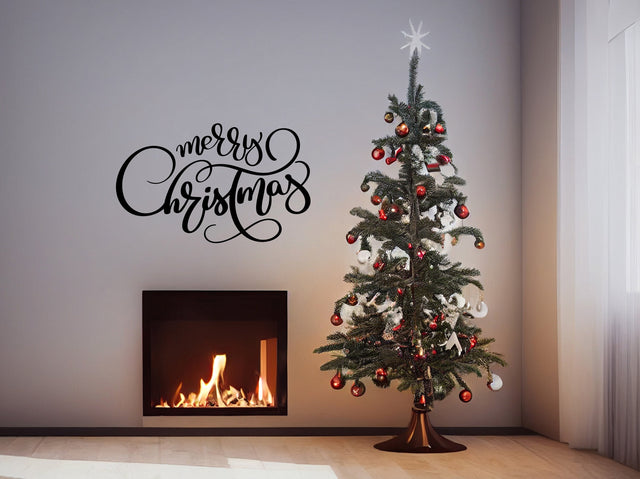 Elegant Christmas Quote Wall Vinyl Sticker &quot;Merry Christmas&quot;