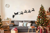 Humorous Santa & Sleigh with Deers Wall Decal - Christmas Silhouette Stickers