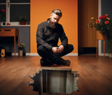 Porthole Art Decor with Basement View