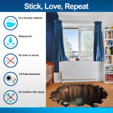 Enchanting 3D Illusion Porthole Floor Sticker - Creative Basement View Art Decor
