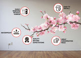 Delicate Cherry Blossom Branch Wall Decal - Serene Nursery Vinyl Sticker