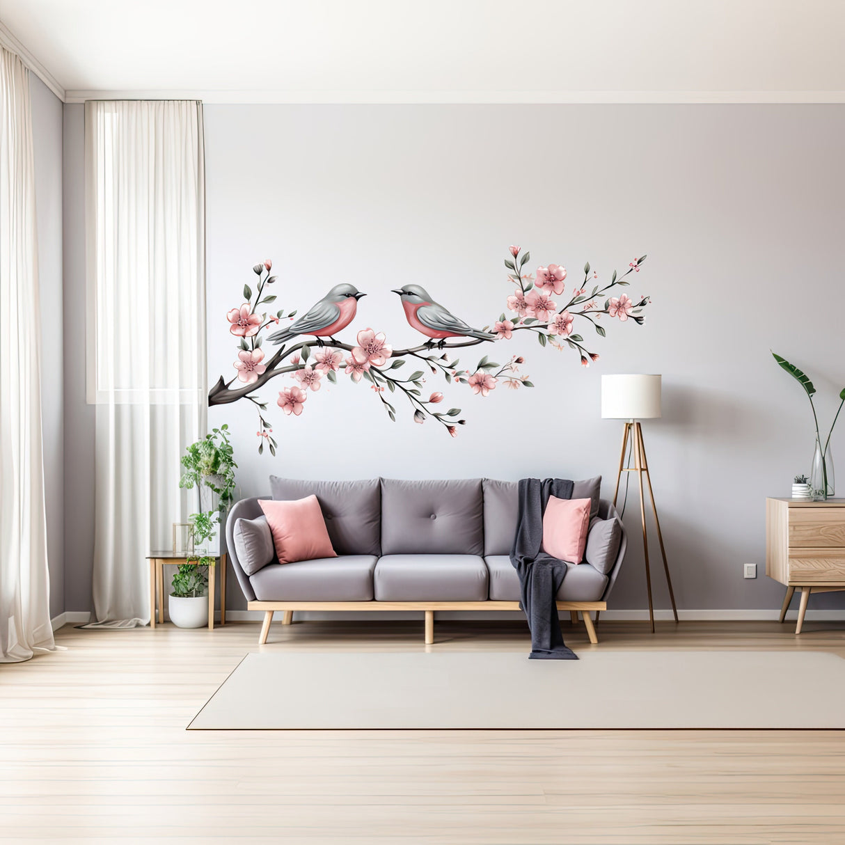 Floral Vinyl Art for Living Room,