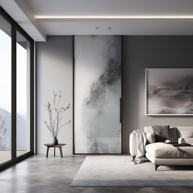 Contemporary Smoky Glass Door Sticker - Abstract Gradient Transparency Glass Wall Decal for Privacy and Decor