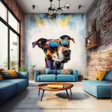 Border Collie in Glasses Wall Sticker - Playful Watercolor Dog Decor Decal