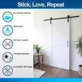 White Rustic Wood Barn Door Wallpaper Sticker - DIY Peel and Stick Wooden Door Cover Decal