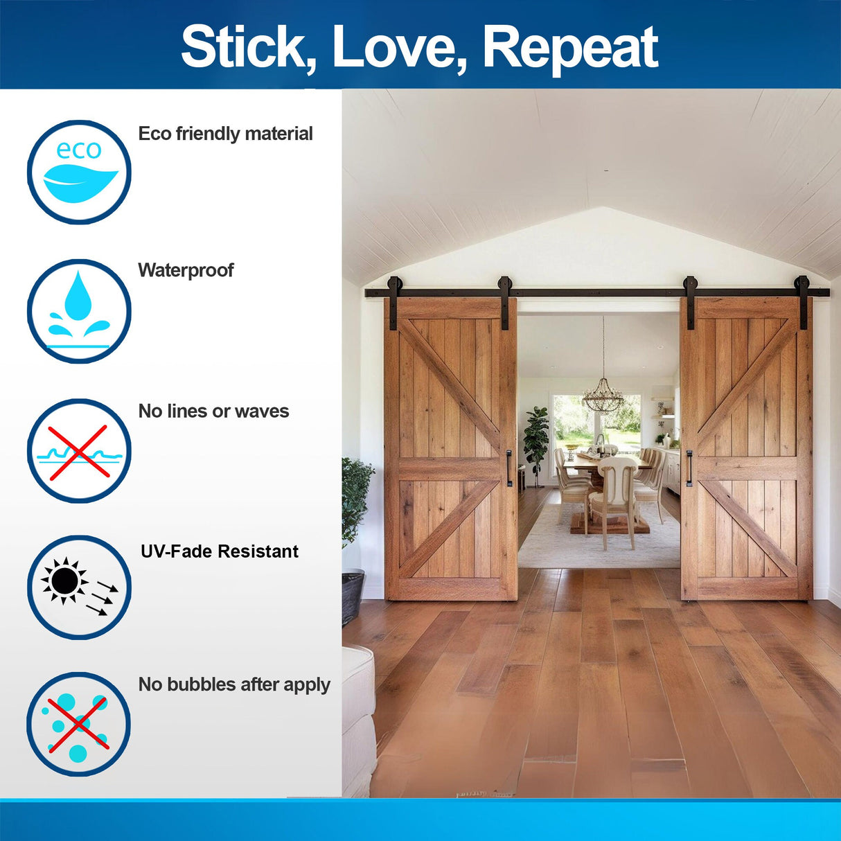 Brown Rustic Barn Door Wallpaper Sticker - DIY Peel and Stick Wood Mural