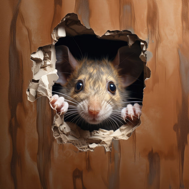 Realistic Brown Mouse Peeking Decal,