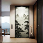 Contemporary Smoky Glass Door Sticker applied to a window.