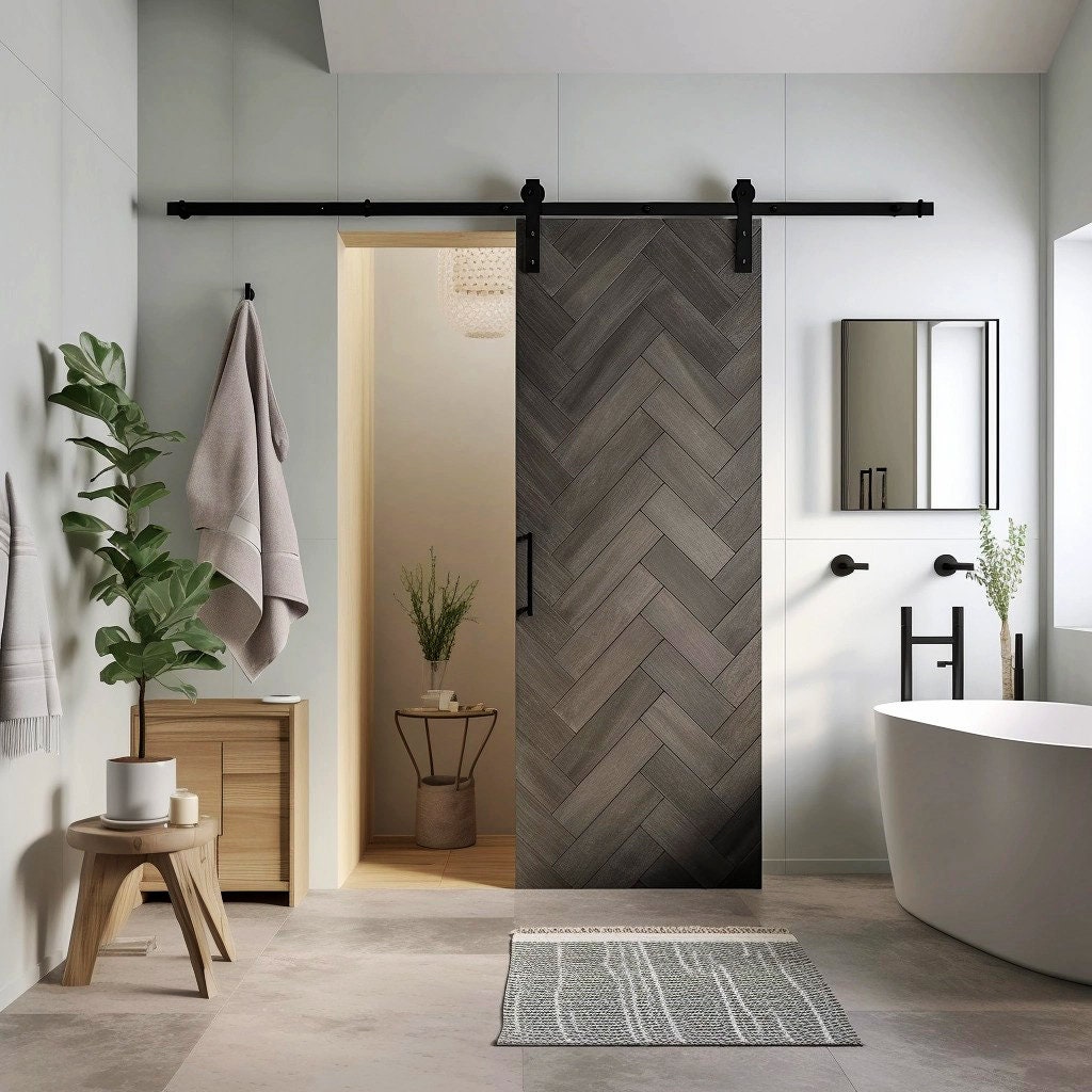 Dark Brown Barn Door Wallpaper Sticker - Rustic Wood Cover Decal