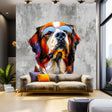 Thoughtful St. Bernard in Glasses Wall Decal - Dreamy Watercolor Bernese Mountain Dog Imagining Art Sticker