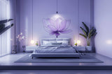 Purple Lotus Flower Wall Decal - Tranquil Peel and Stick Floral Art for Bedroom Sticker Decor