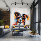 Bright Australian Shepherd Wearing Shades Wall Decal - Cheerful Watercolor Dog in Glasses Sticker