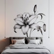 Classic Black and White Lily Bloom Wall Sticker - Elegant Floral Bedroom Wall Decal Decor