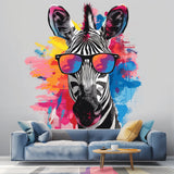 Whimsical Giraffe in Glasses Wall Decal - Colorful Watercolor Toddler Room Sticker Decor