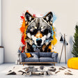 Colorful Wolf Wall Sticker Decals with Sunglasses - Modern Wolf Art Decal
