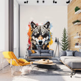 Colorful Wolf Wall Sticker Decals with Sunglasses - Modern Wolf Art Decal