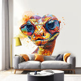 Vibrant Orange Snake with Glasses Wall Decal - Easy-to-Apply & Repositionable Watercolor Snake Sticker