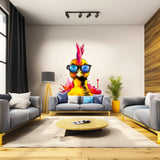 Funny Baby Chicken with Glasses Wall Decal - Vibrant Watercolor Chick Sticker