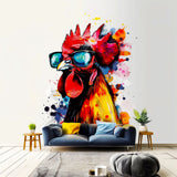 Vibrant Watercolor Chicken Art Sticker Decals - Charming Poultry with Glasses