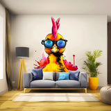 Funny Baby Chicken with Glasses Wall Decal - Vibrant Watercolor Chick Sticker