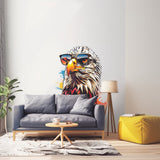 Bald Eagle with Sunglasses Wall Decal - Vibrant Watercolor Bird Sticker