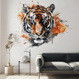Watercolor Tiger Head Wall Art Sticker Decals - Vibrant Jungle Safari Decor