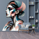Abstract Woman Art Deco Wall Decal - Modern Geometric Female Profile Sticker