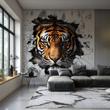 Realistic 3D Tiger Face Wall Decal - Fierce and Majestic Tiger Sticker