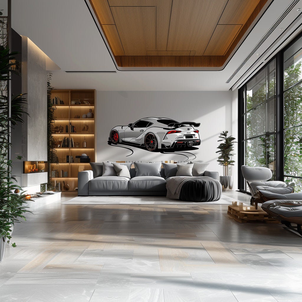 Realistic Racing Car Wall Sticker Decals - Sports Car Auto Decor Garage Mural