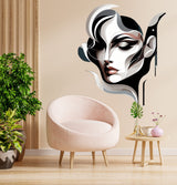 Abstract Woman Face Wall Decal Sticker - Modern Geometric Art