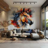 Watercolor Horse Head Wall Sticker Decal - Vibrant Artistic Animal Decor