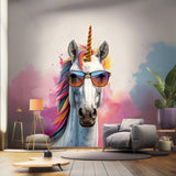 Photorealistic Graffiti Unicorn Wall Sticker - Colorful Unicorn with Sunglasses Decal