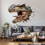 3D Carnotaurus Head Wall Decal - Realistic Roaring Dinosaur Sticker