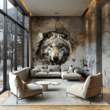 Realistic 3D Wolf Wall Decal Sticker - Majestic Wolf Breaking Through Wall
