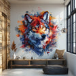 Vibrant Watercolor Wolf Head Wall Decal - Artistic Animal Sticker for Living Room, Bedroom, Creative Space